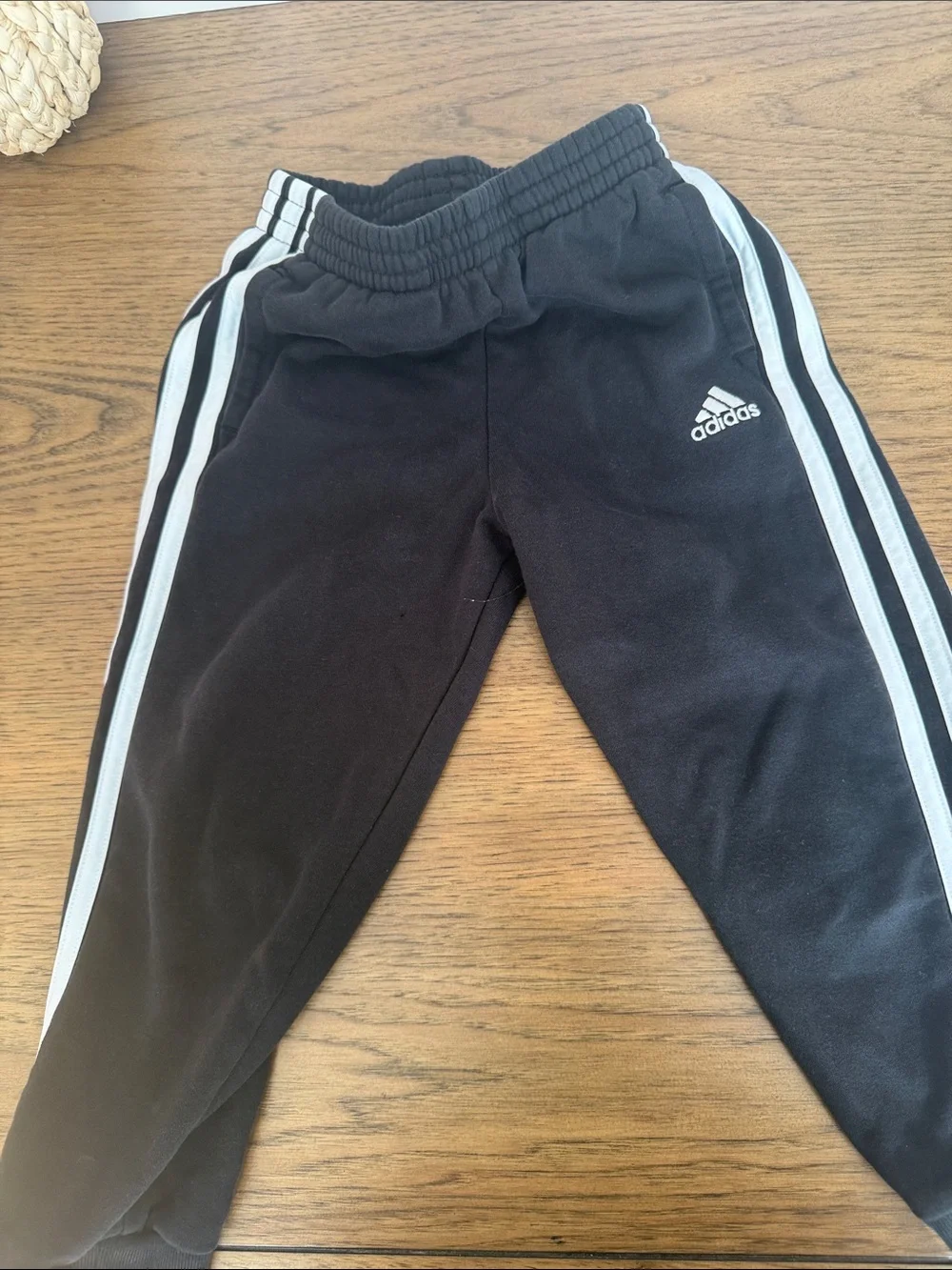 adidas Black Joggers with White Three-Stripes